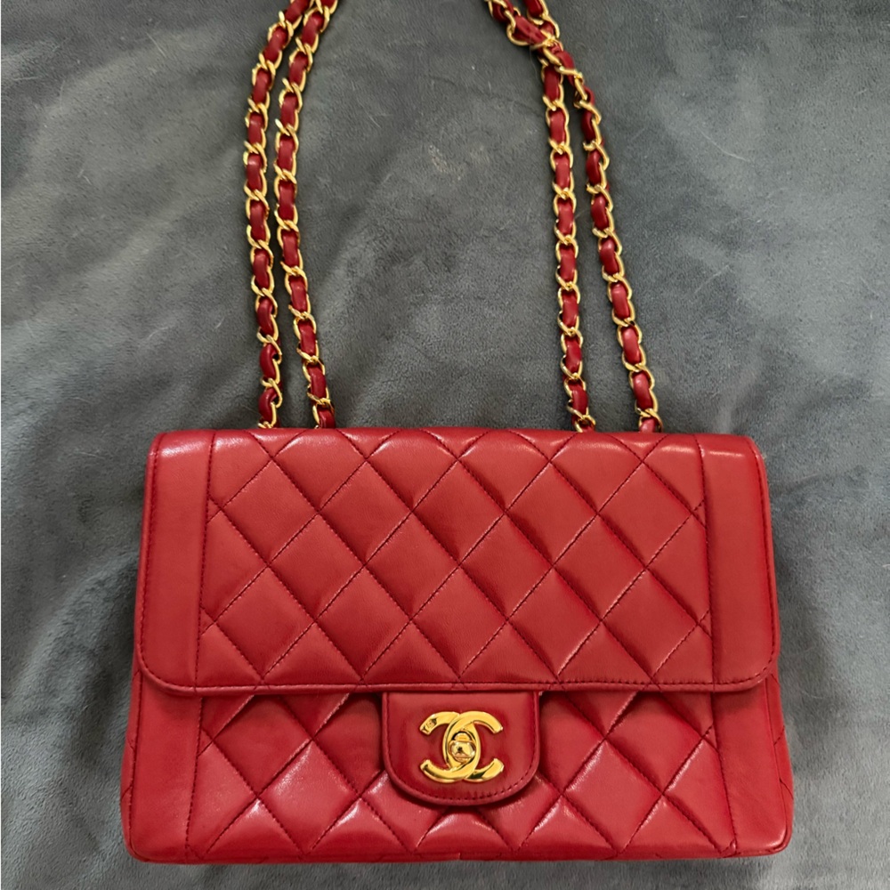Chanel Red Quilted Leather Shoulder Bag